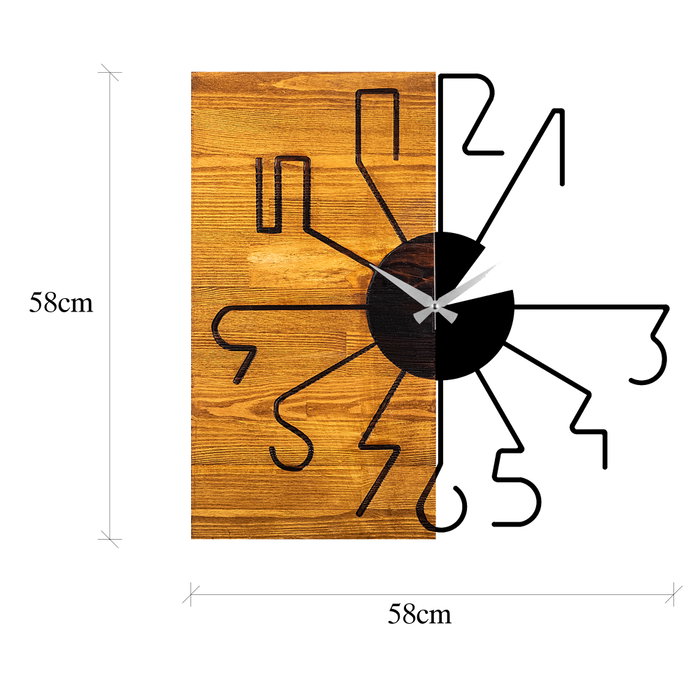 Wallity Reloj de pared decorativo de madera Nogal y Negro